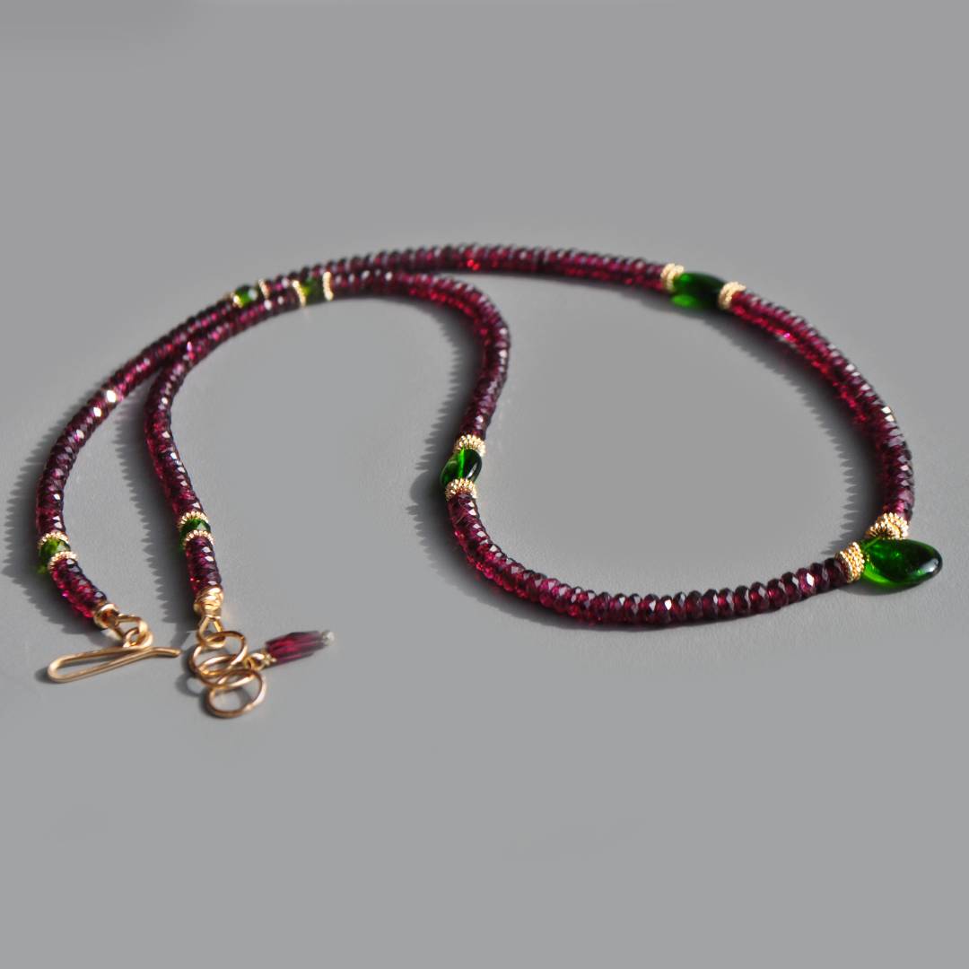 Collier grenat rose rhodolite Diopside-6