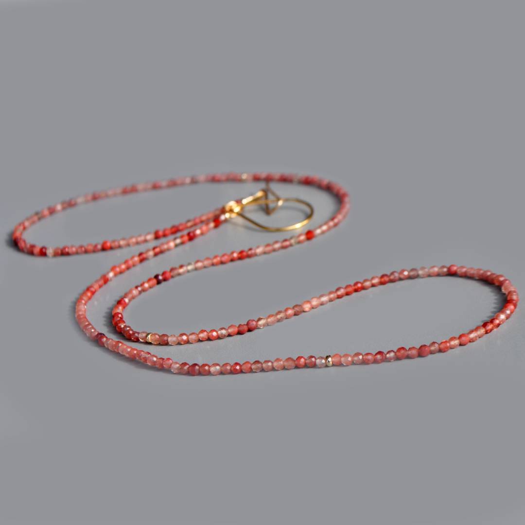 sautoir Andésine pierre rouge or14K-1