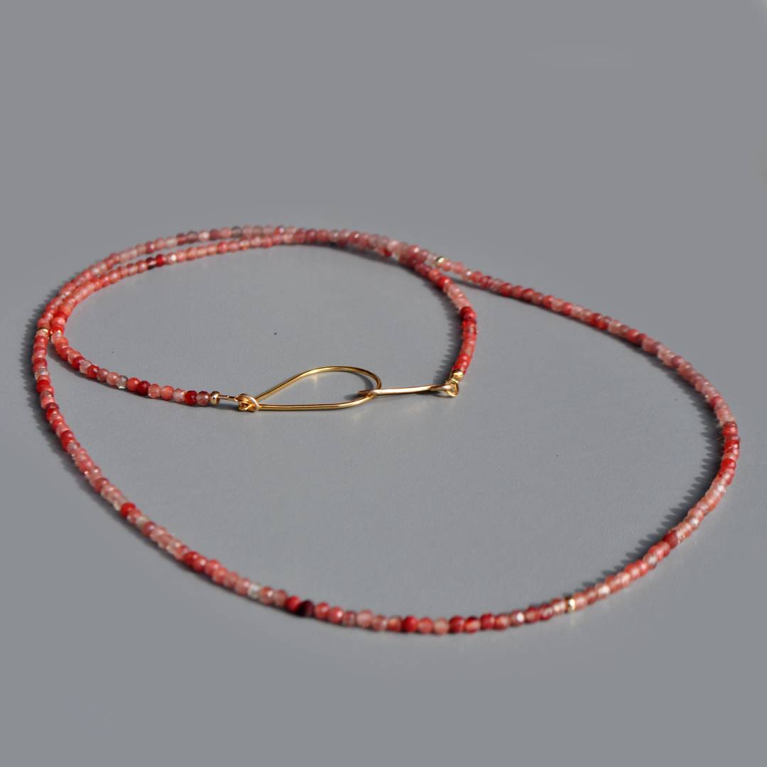 sautoir Andésine pierre rouge or14K-4