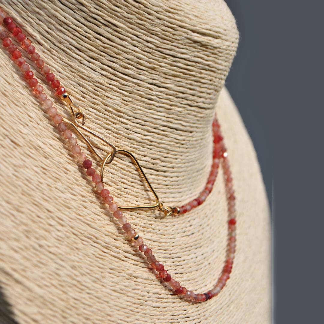 sautoir Andésine pierre rouge or14K-6