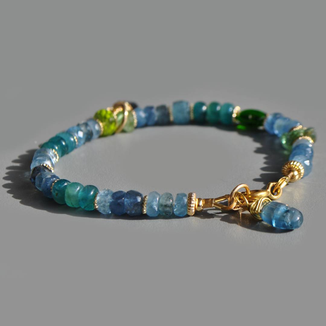 Bracelet Aigue marine Tourmaline bleue Paraiba-2