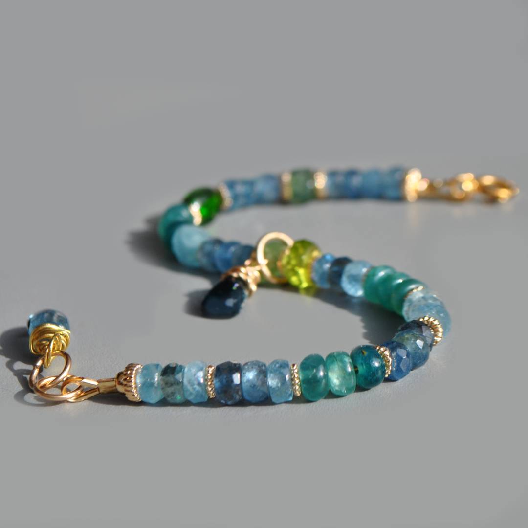 Bracelet Aigue marine Tourmaline bleue Paraiba-3