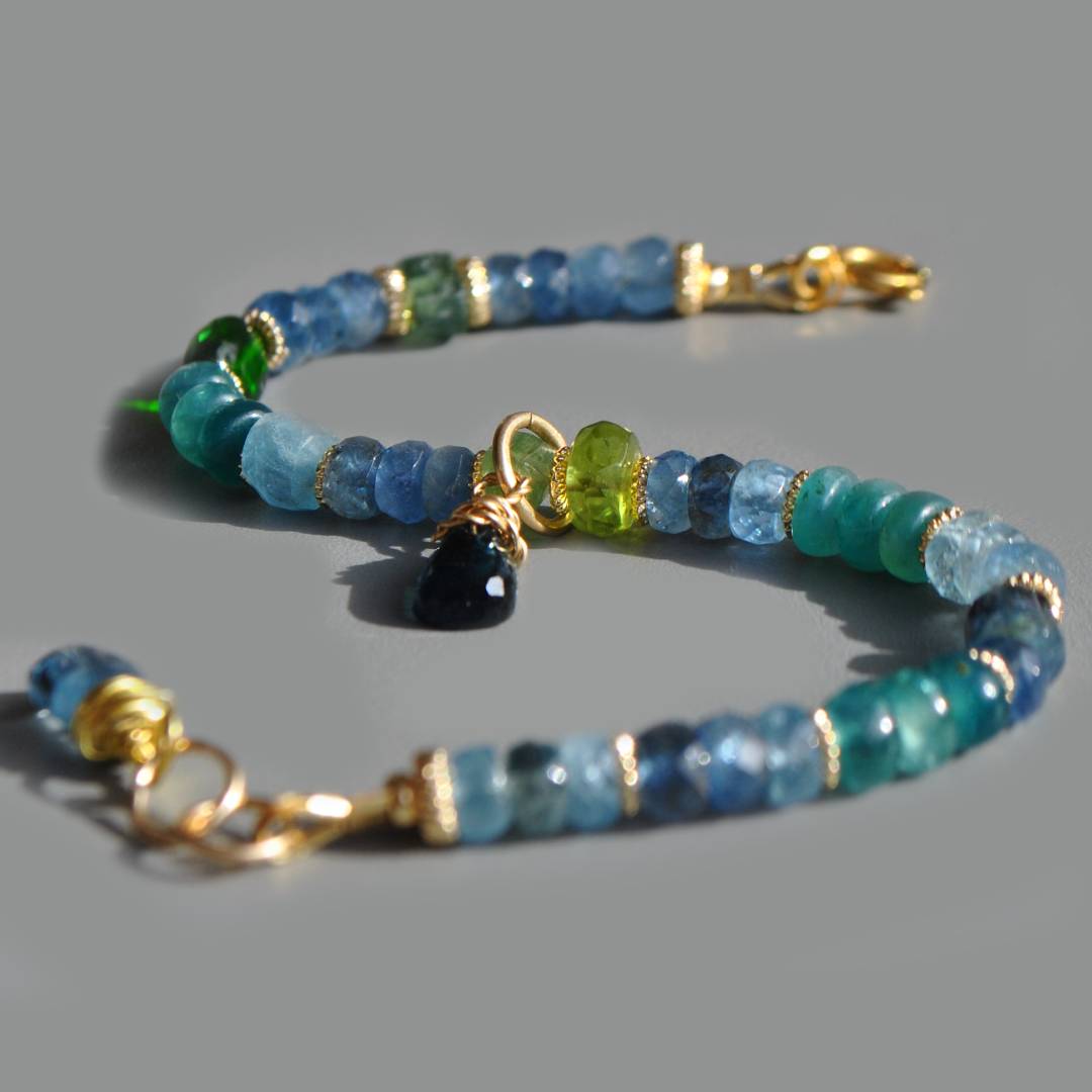 Bracelet Aigue marine Tourmaline bleue Paraiba-4