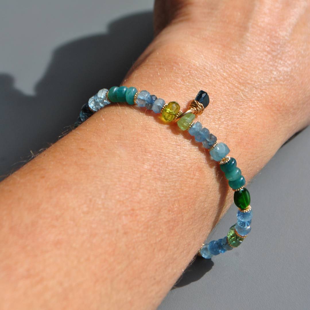 Bracelet Aigue marine Tourmaline bleue Paraiba-B