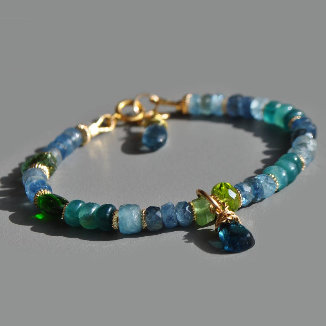 Bracelet Aigue marine Tourmaline bleue Paraiba