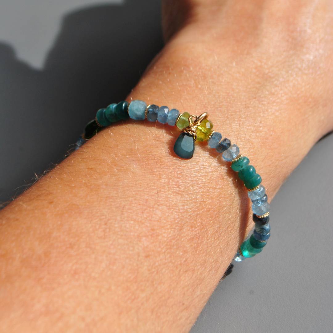 Bracelet Aigue marine Tourmaline bleue Paraiba-6