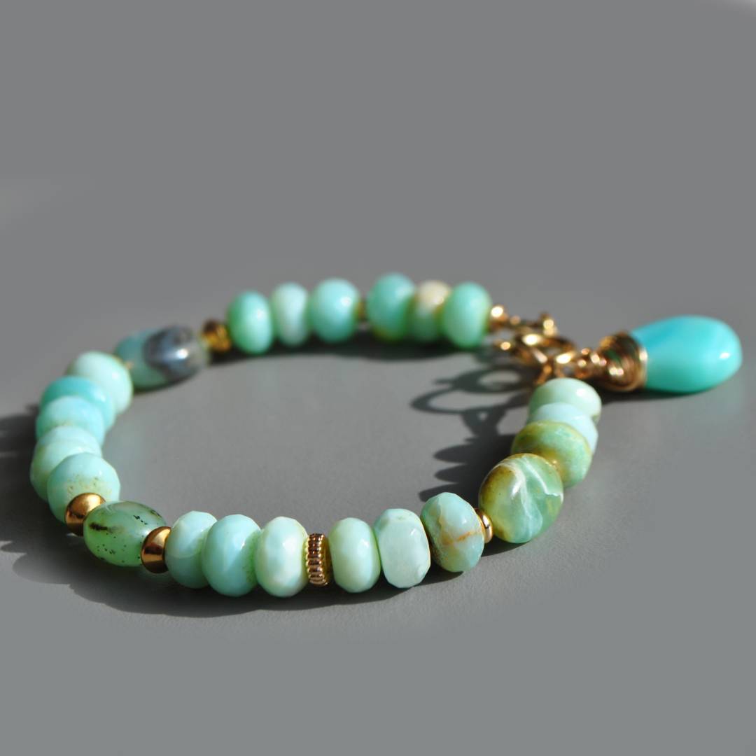Bracelet opale bleue du Pérou pierre naturelle-3