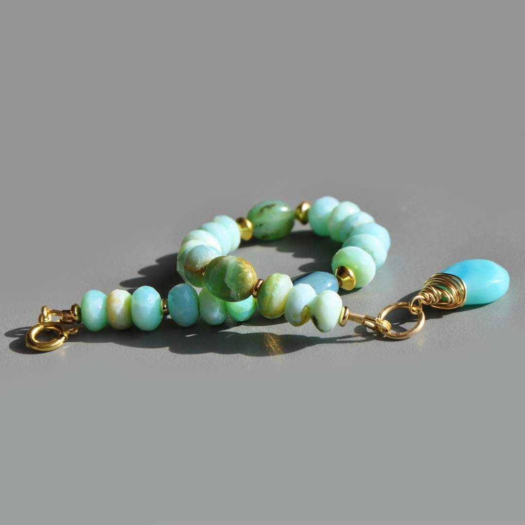 Bracelet opale bleue du Pérou pierre naturelle-6