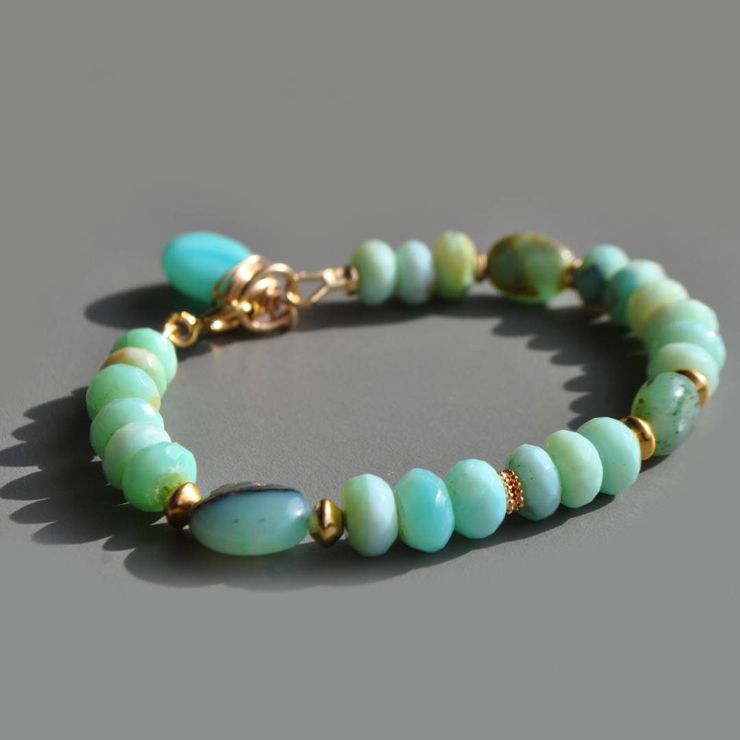 Bracelet opale bleue du Pérou pierre naturelle-2