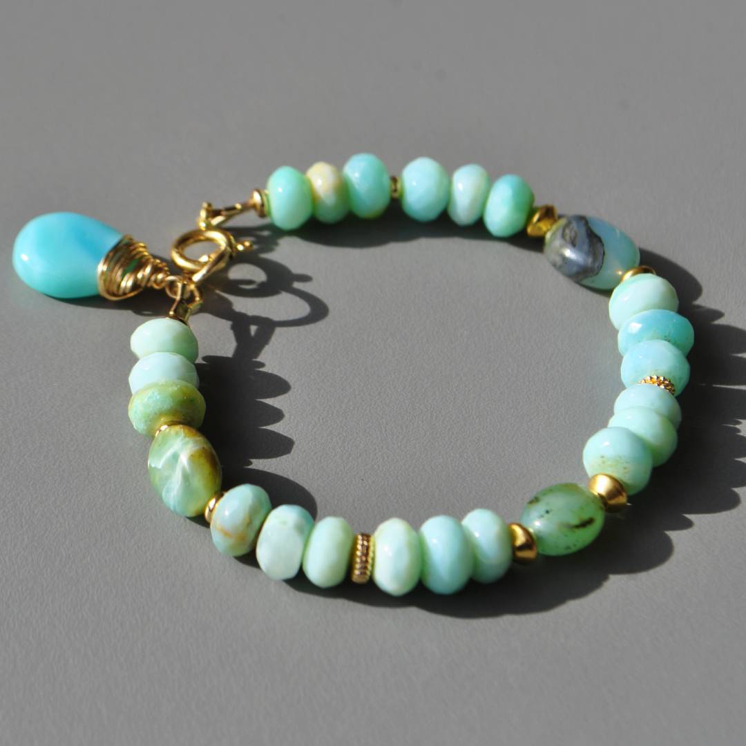 Bracelet opale bleue du Pérou pierre naturelle-5
