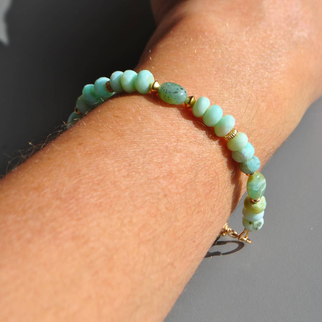 Bracelet opale bleue du Pérou pierre naturelle-B