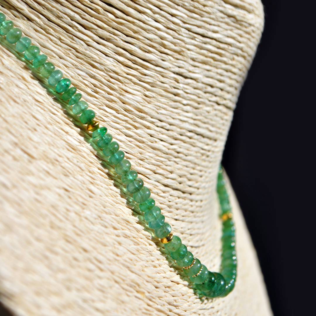 collier emeraude de zambie perle vert bleue-6