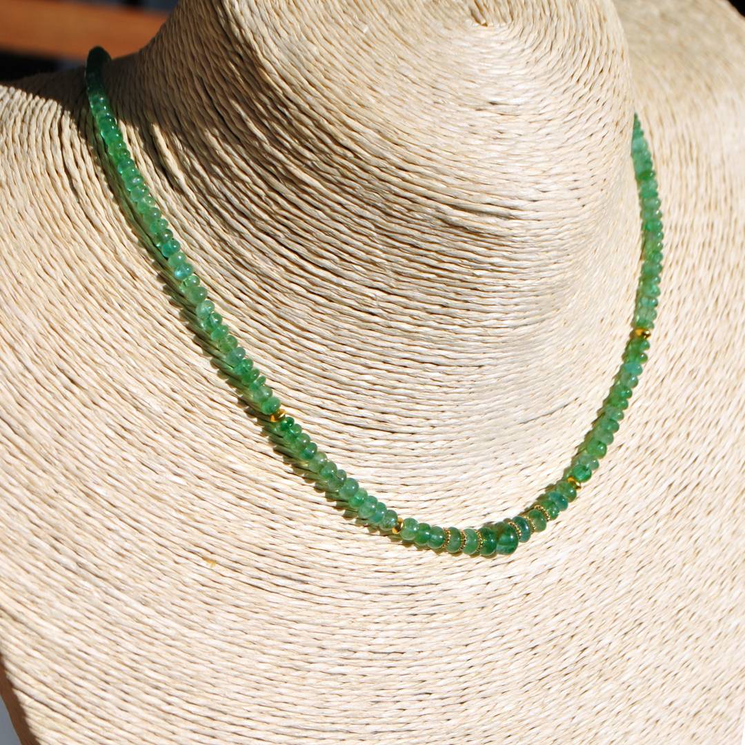 collier emeraude de zambie perle vert bleue-7