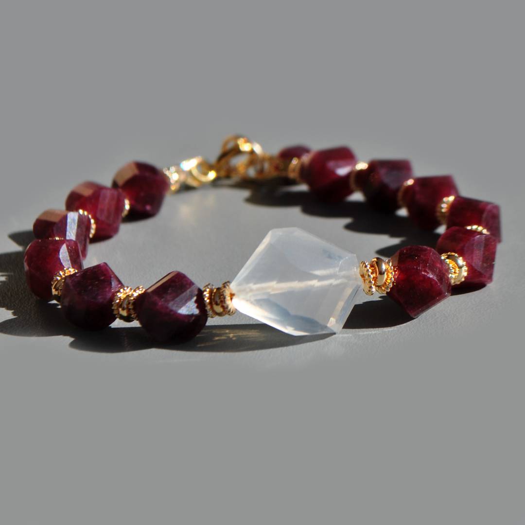 bracelet grenat pyrope quartz givré