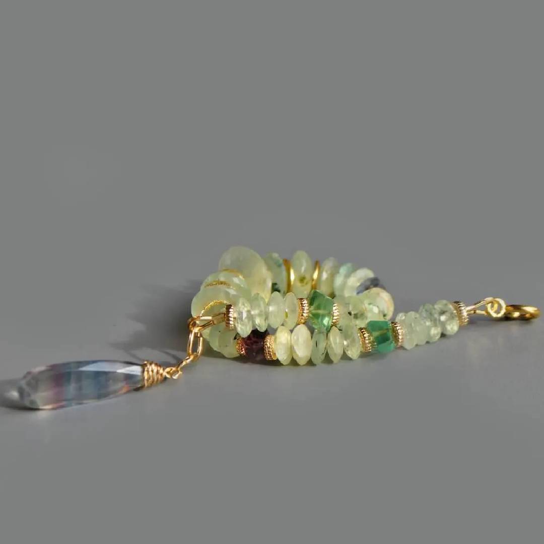 Bracelet préhnite naturelle et fluorite naturelle or 14K-2