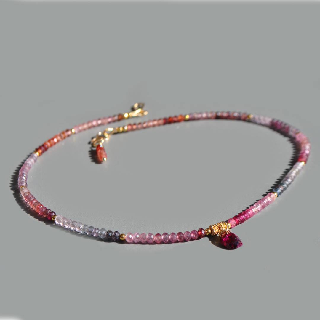 CXollier spinelle facette pendentif grenat rose
