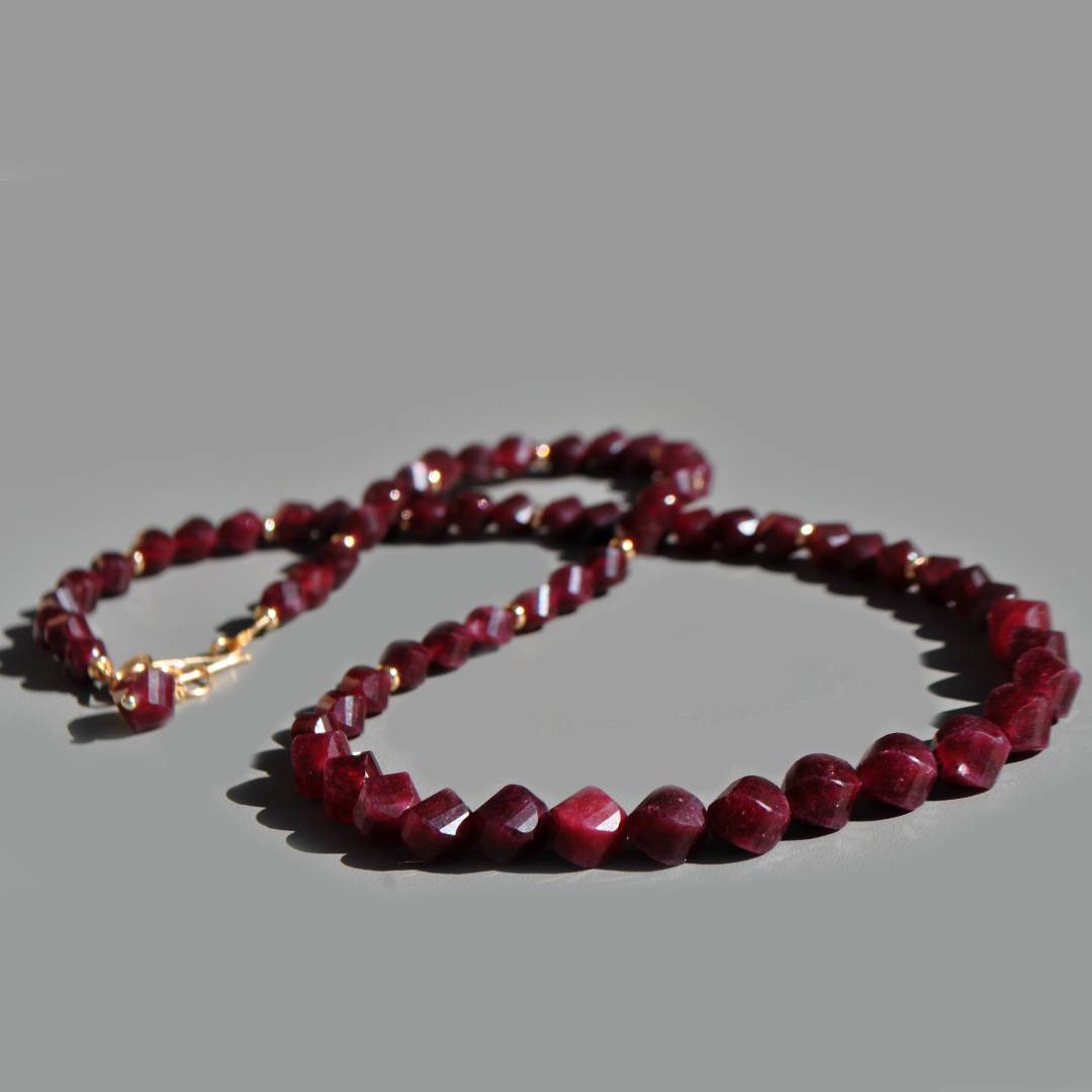 Collier de grenat rouge Pyrope perle or-6