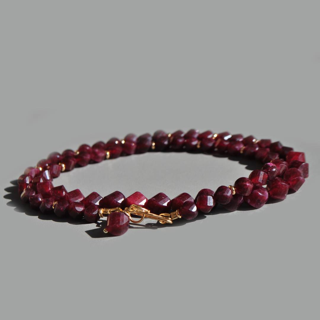 Collier de grenat rouge Pyrope perle or-5