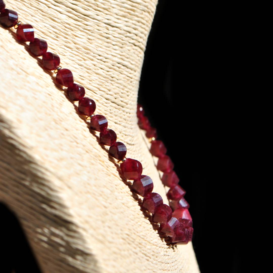Collier de grenat rouge Pyrope perle or-7