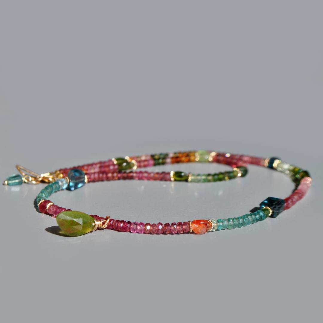 collier pendentif Tourmaline multicolore - Gold filled-3