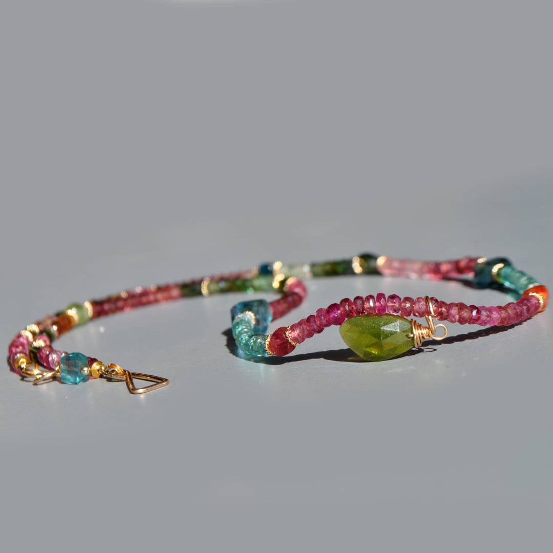 collier pendentif Tourmaline multicolore - Gold filled-8(1)