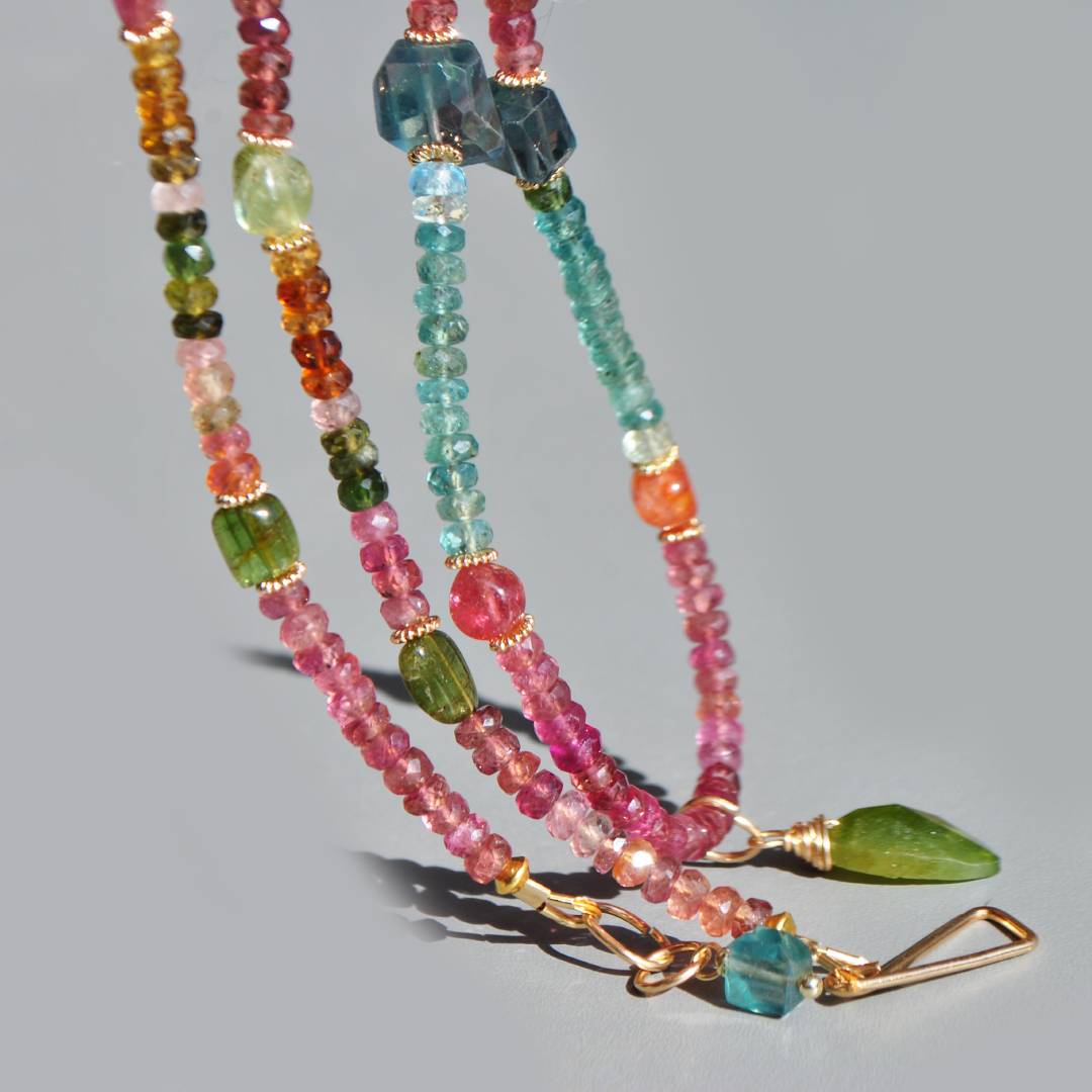 collier pendentif Tourmaline multicolore - Gold filled-6(1)