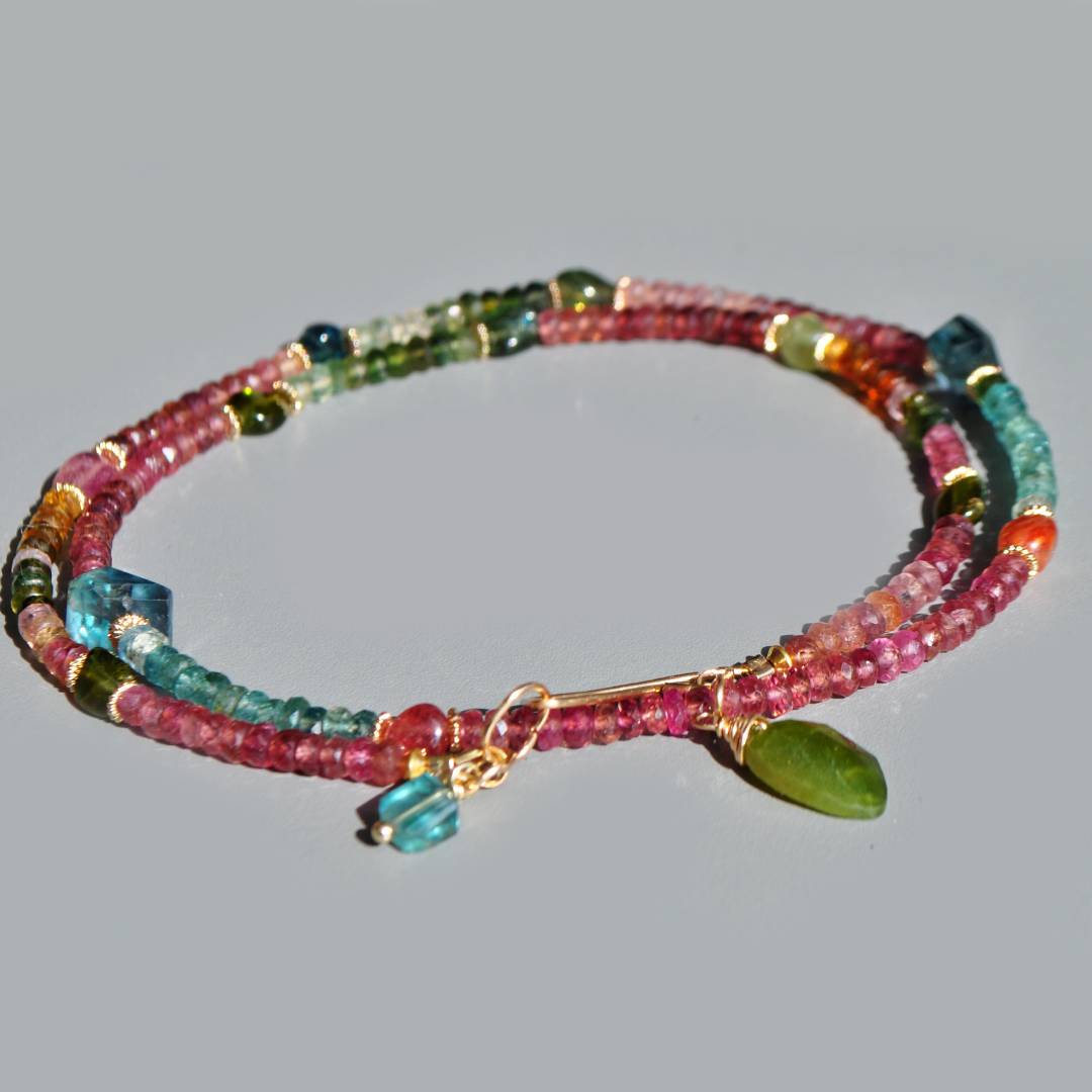 collier pendentif Tourmaline multicolore - Gold filled-8