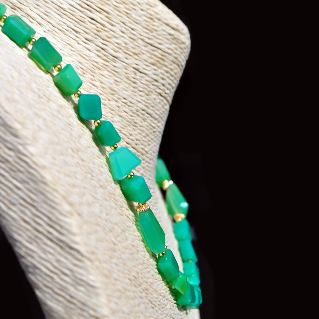 collier calcédoine vert chrysoprase-B