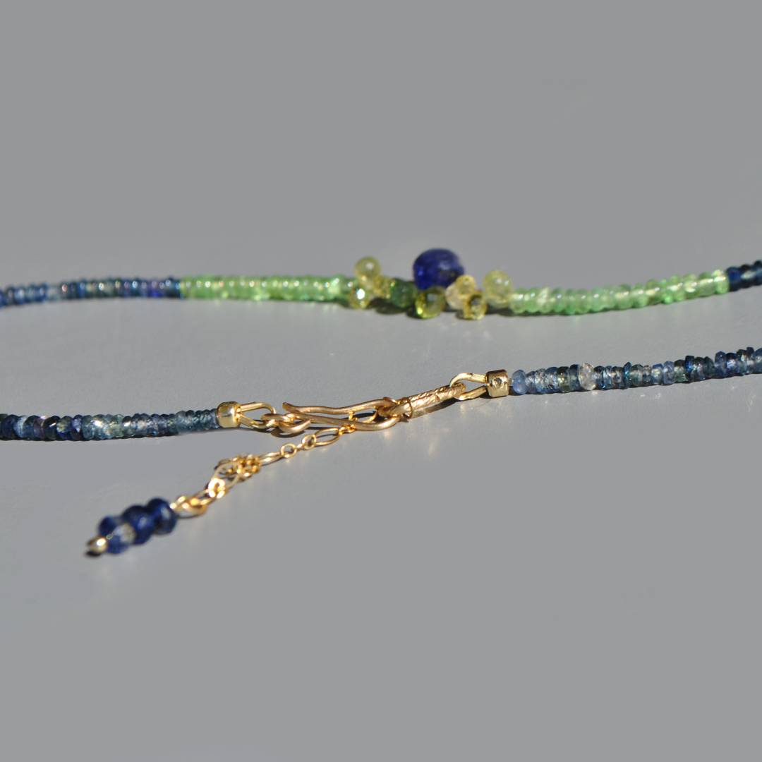 Collier Saphir bleu grenat vert -5