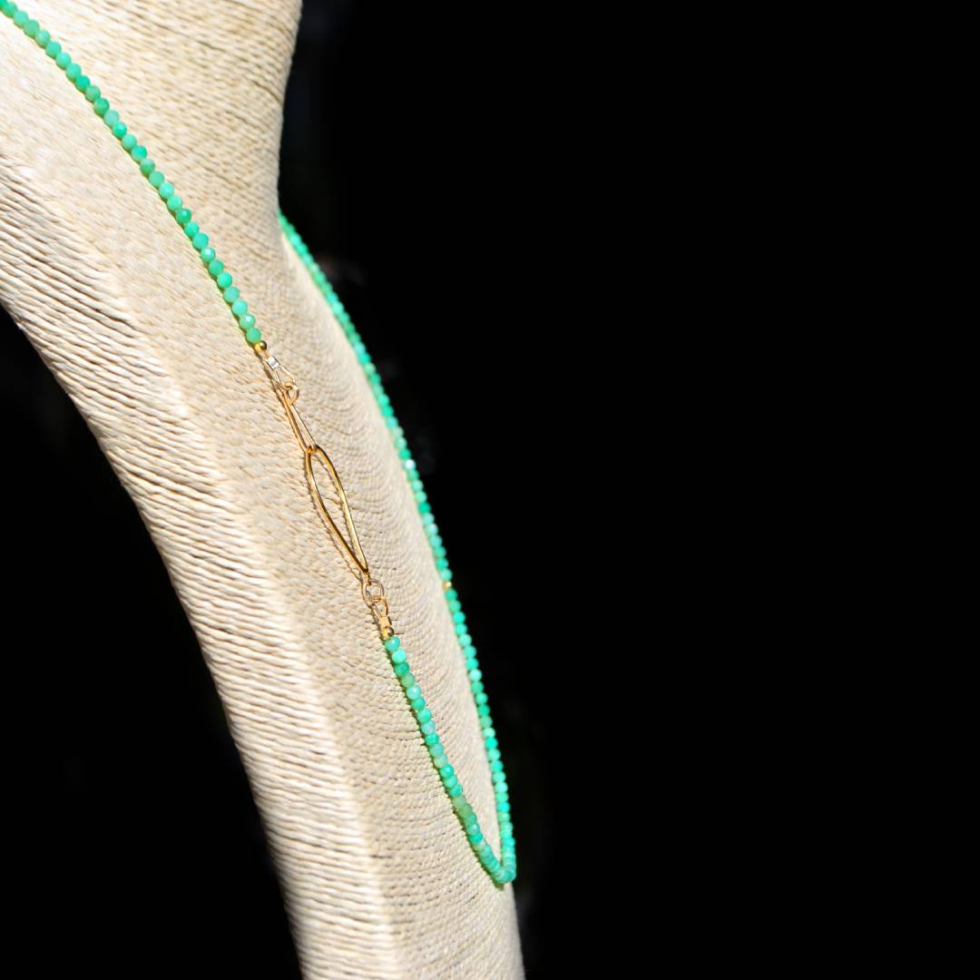 sautoir chrysoprase perle or14K-8