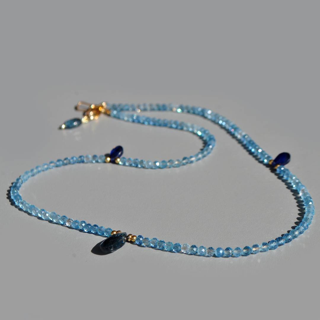 collier aigue marine Saphir Cyanite bleue-2