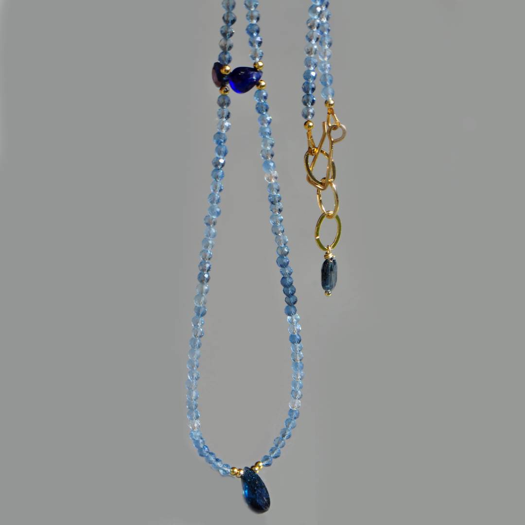 collier aigue marine Saphir Cyanite bleue-5