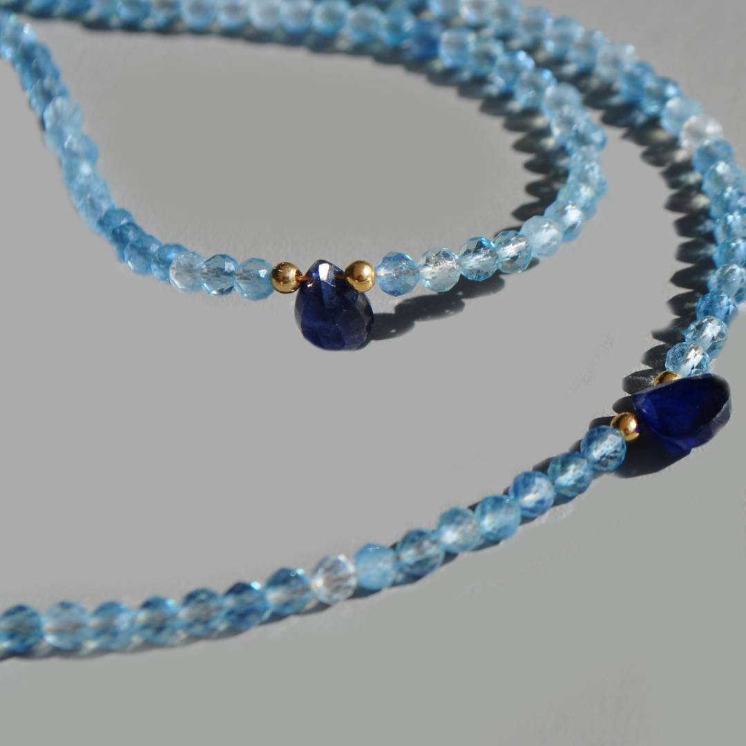 collier aigue marine Saphir Cyanite bleue-6