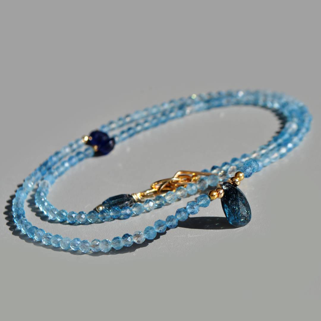 collier aigue marine Saphir Cyanite bleue-3