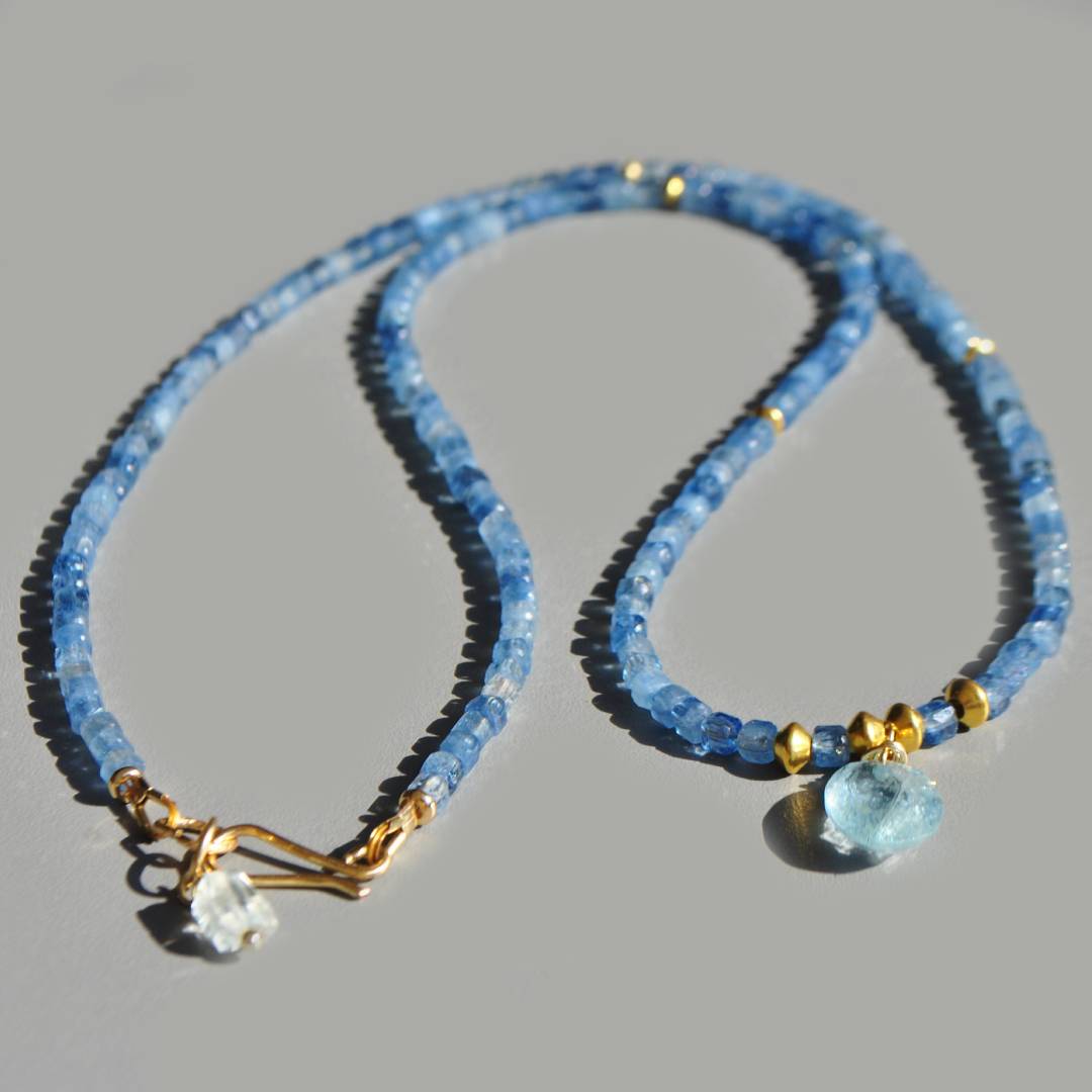 Collier pendentif aigue marine pierre taillée-7