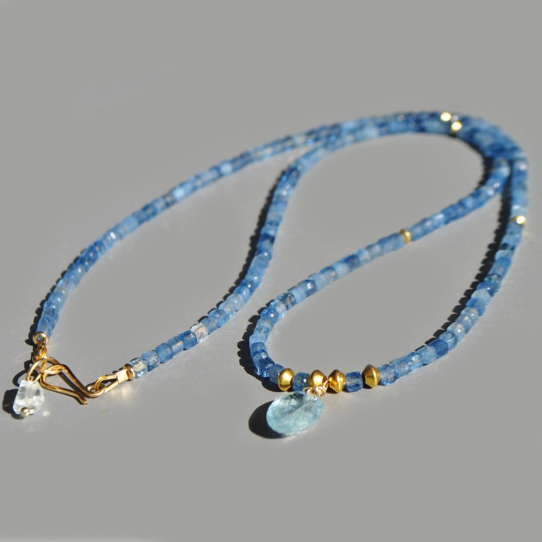 Collier pendentif aigue marine pierre taillée-4