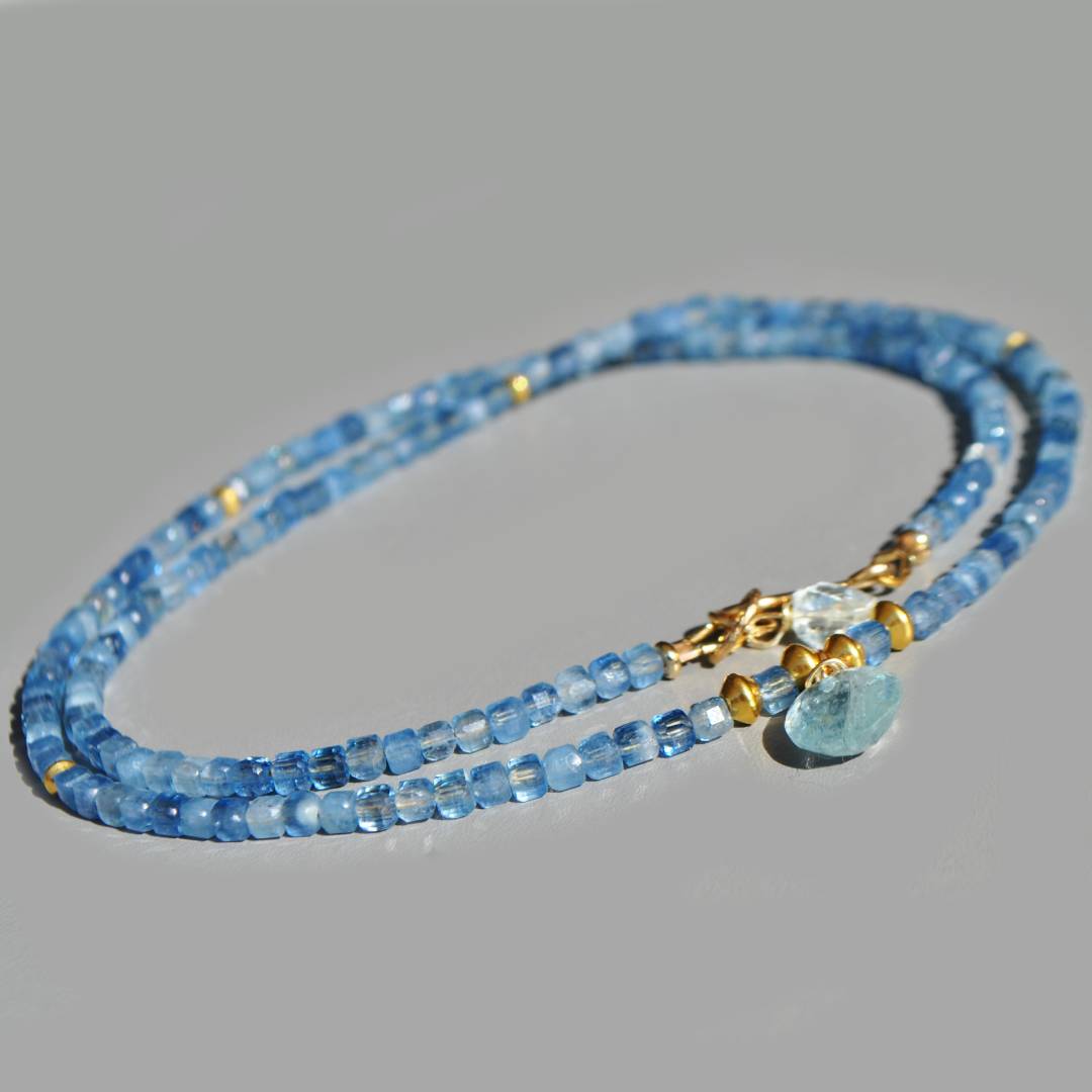Collier pendentif aigue marine pierre taillée-5