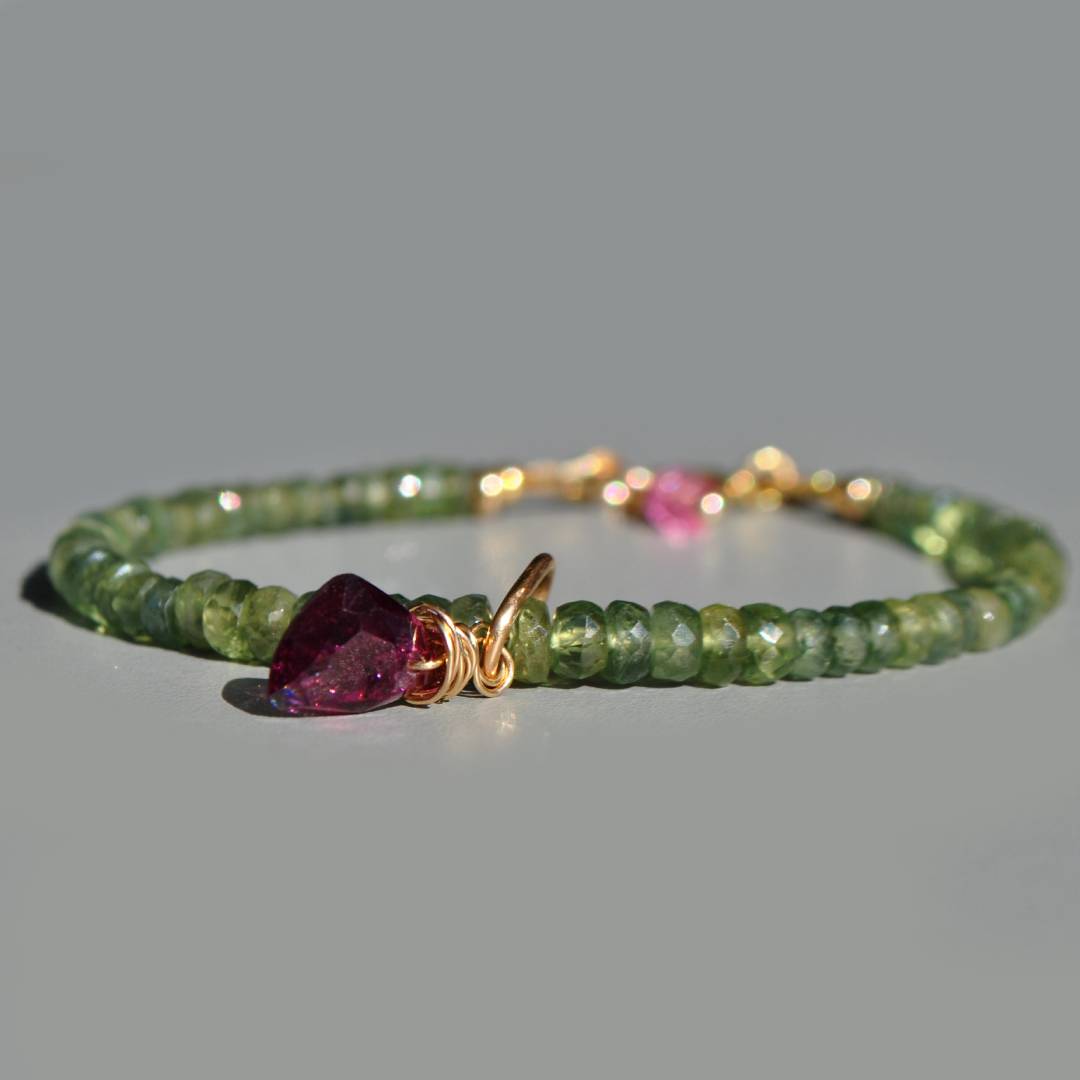Bracelet saphir vert grenat rhodolite-1