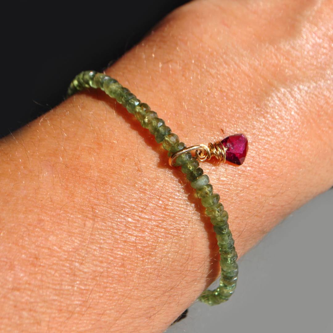 Bracelet saphir vert grenat rhodolite-6