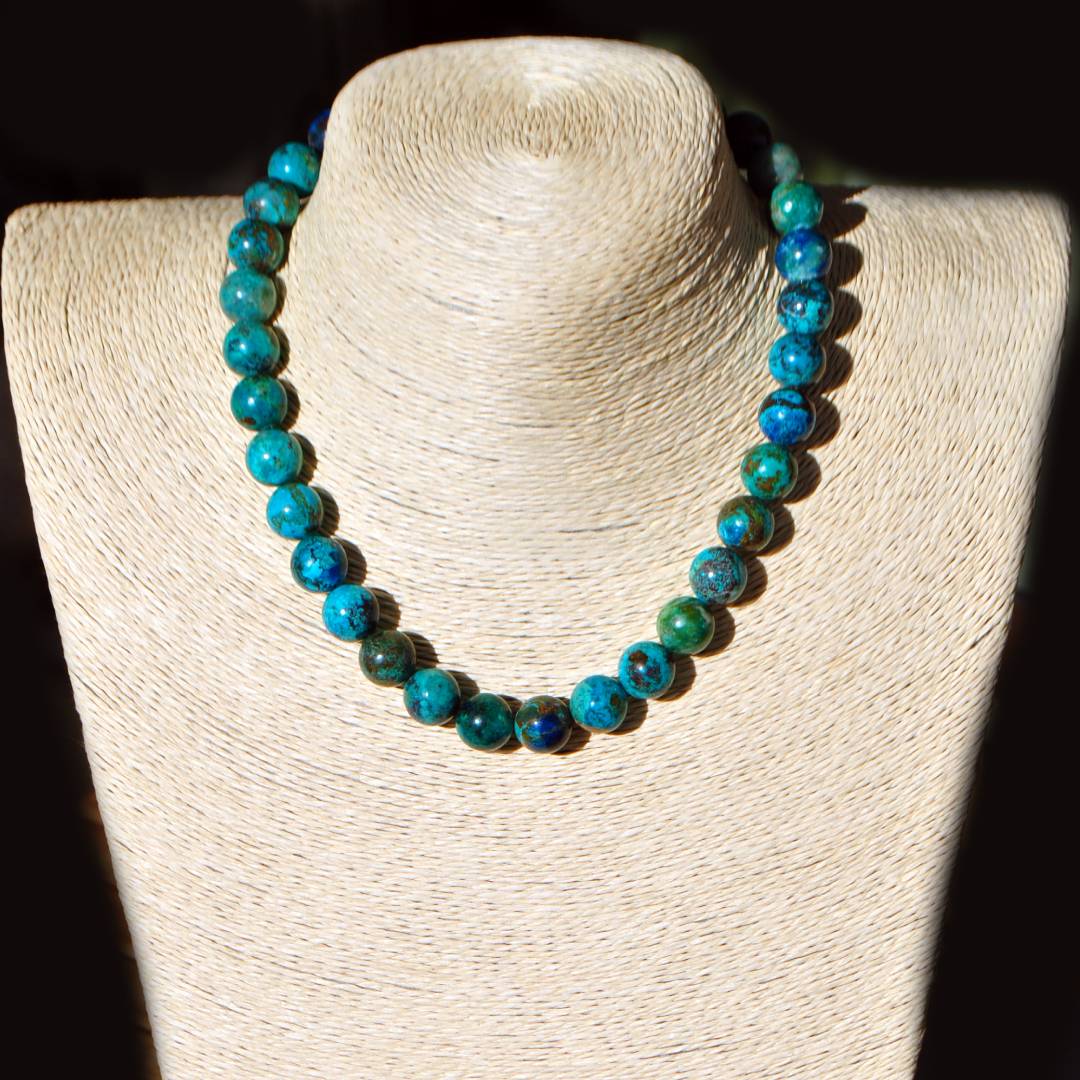 collier chrysocolle grosse perle boules-A
