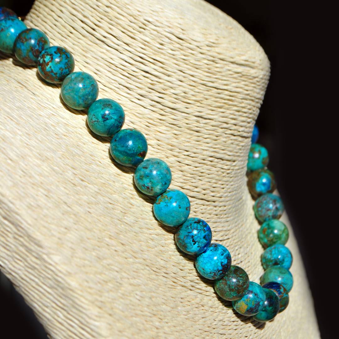 collier chrysocolle grosse perle boules-B