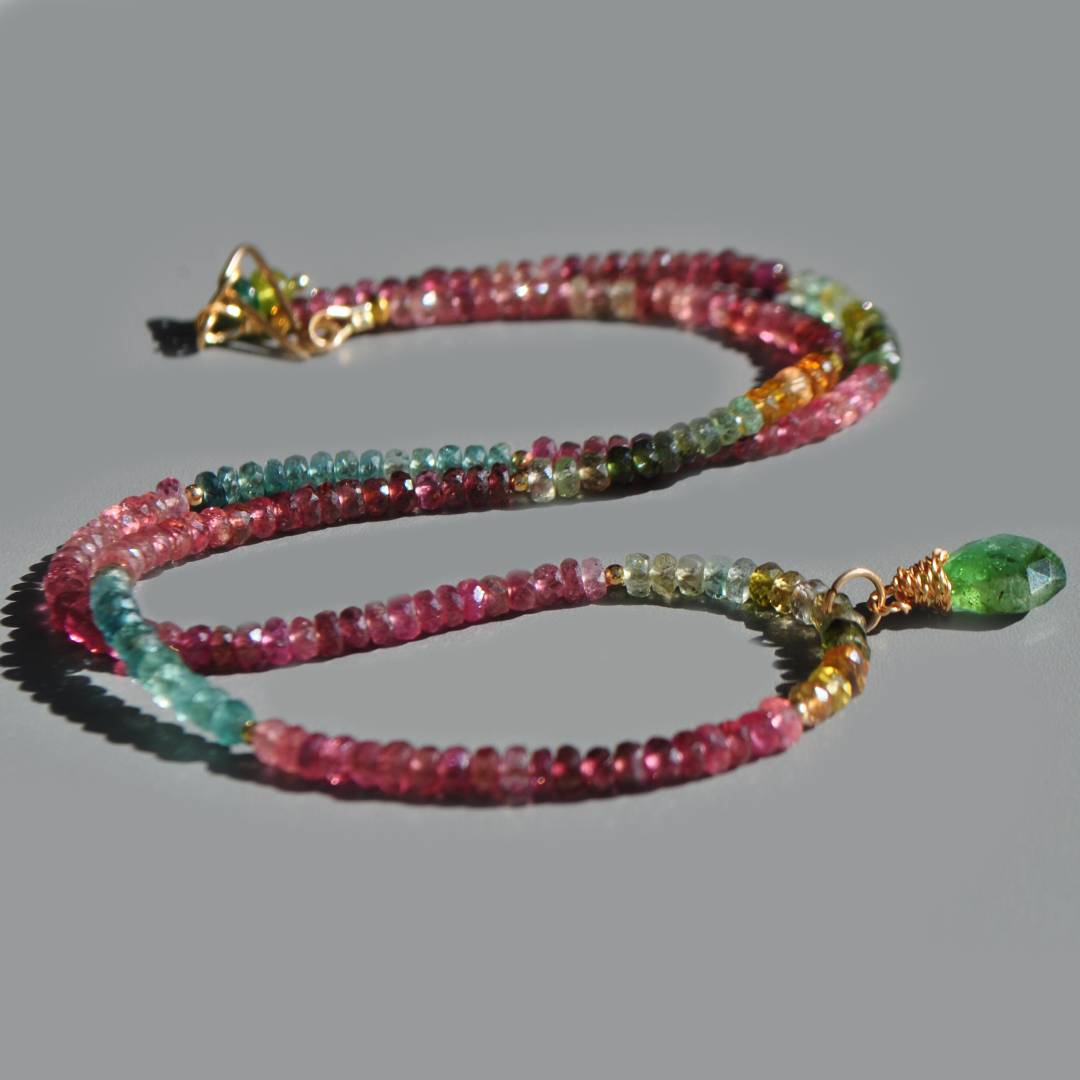 Collier pendentif tourmaline multicolore rose bleue verte-8(1)