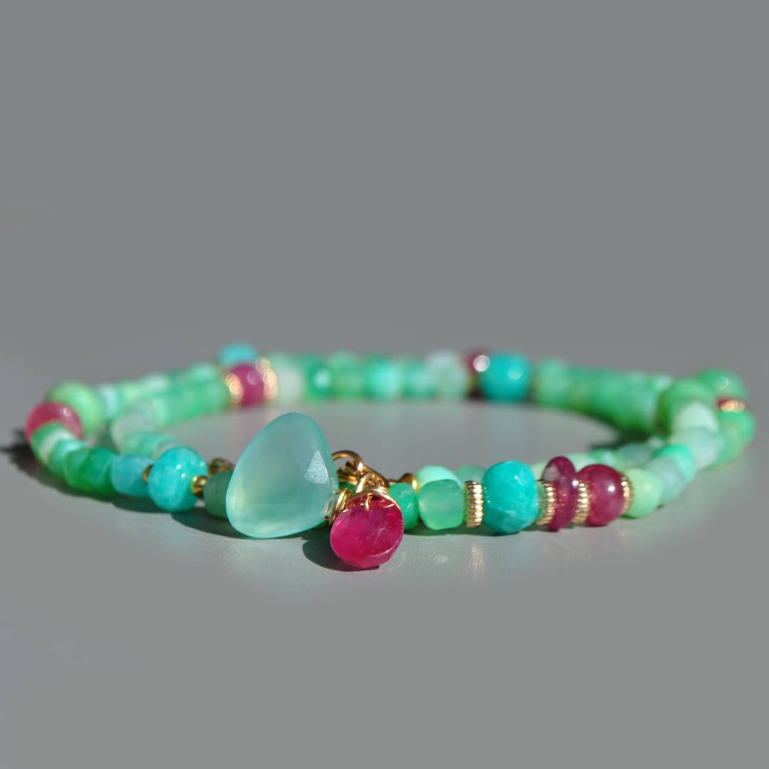 Collier Chrysoprase amazonite saphir rose-3(1)