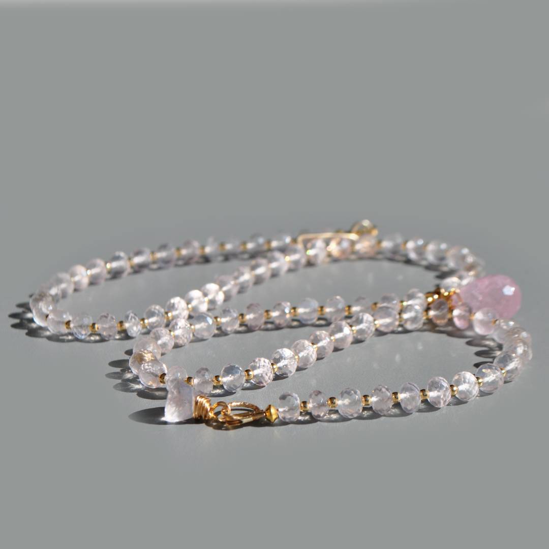 collier quartz rose pendentif Morganite-5