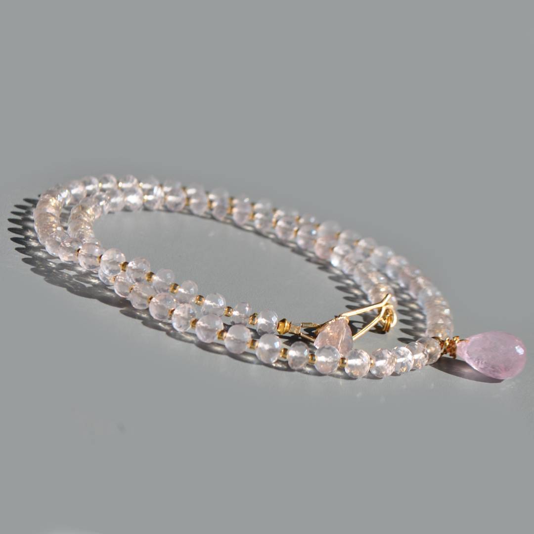 collier quartz rose pendentif Morganite-4(2)