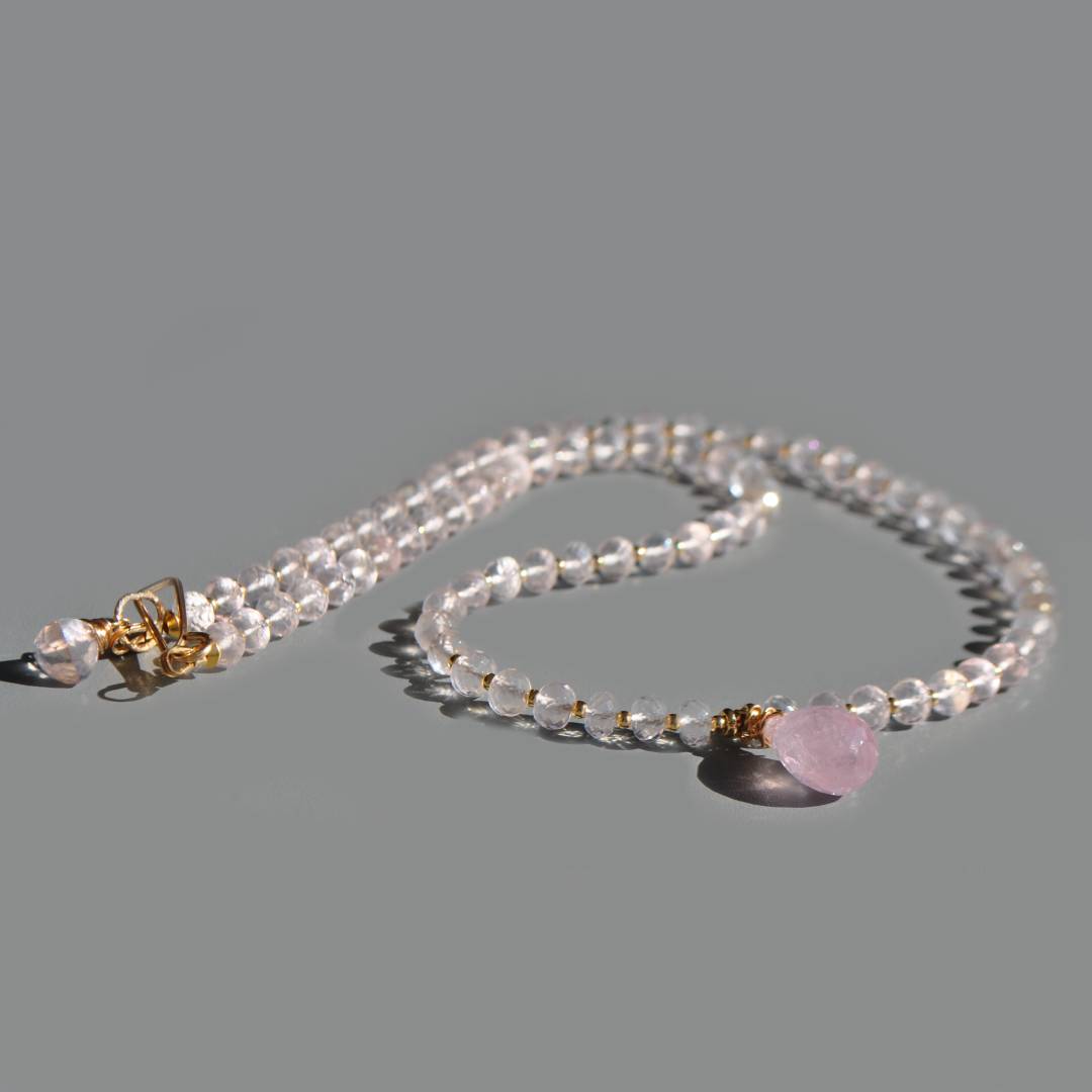 collier quartz rose pendentif Morganite