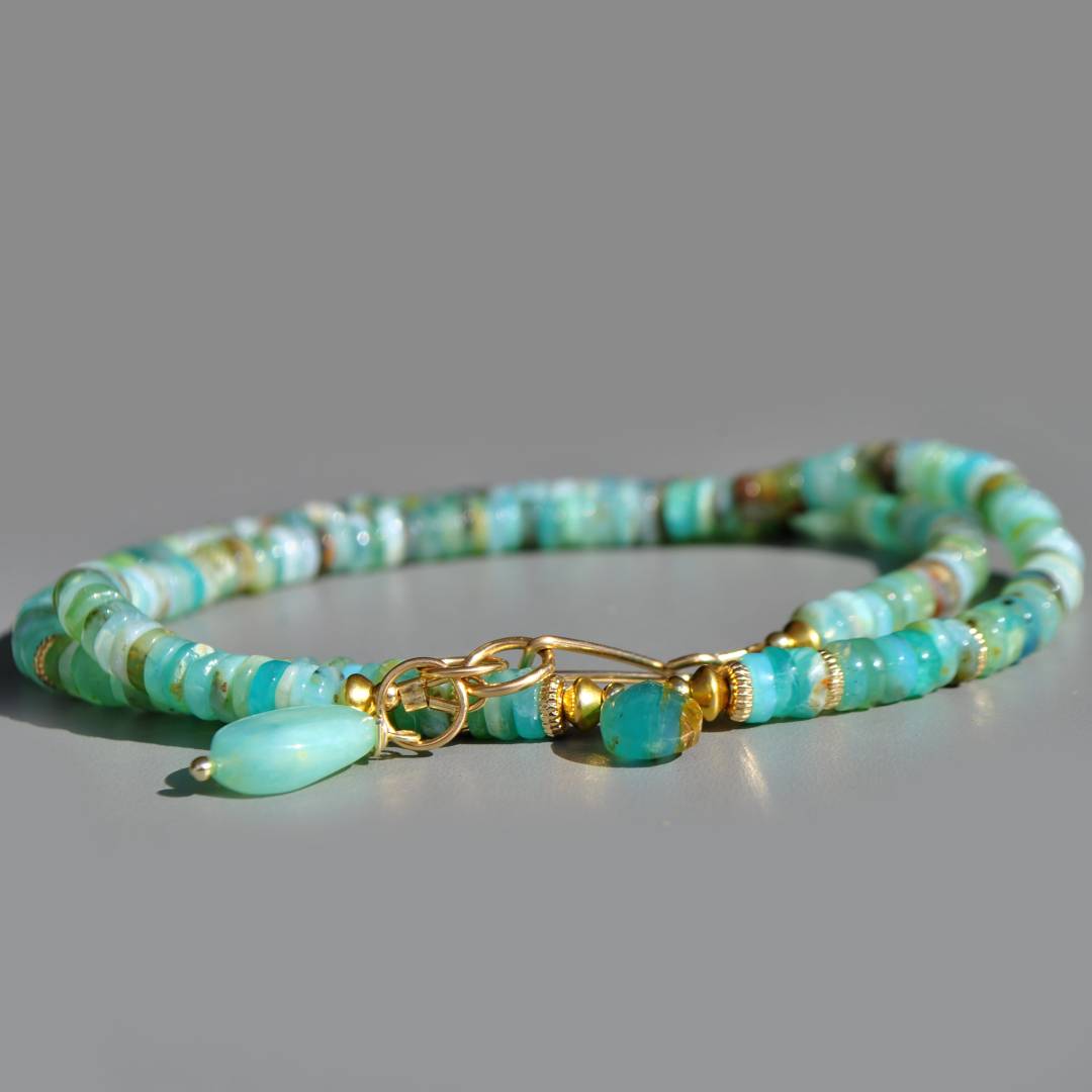 Collier heishi oplae bleue du Pérou Or-6