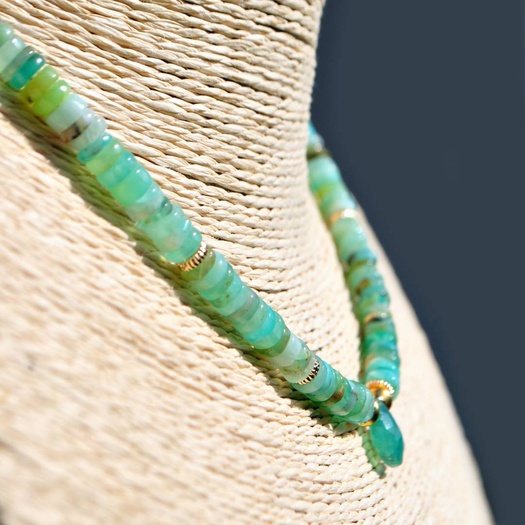 Collier heishi oplae bleue du Pérou Or-9