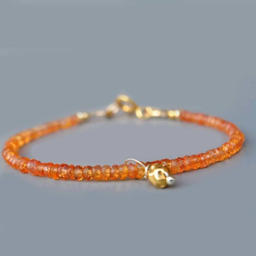 Bracelet fin en saphirs Padparadscha orange