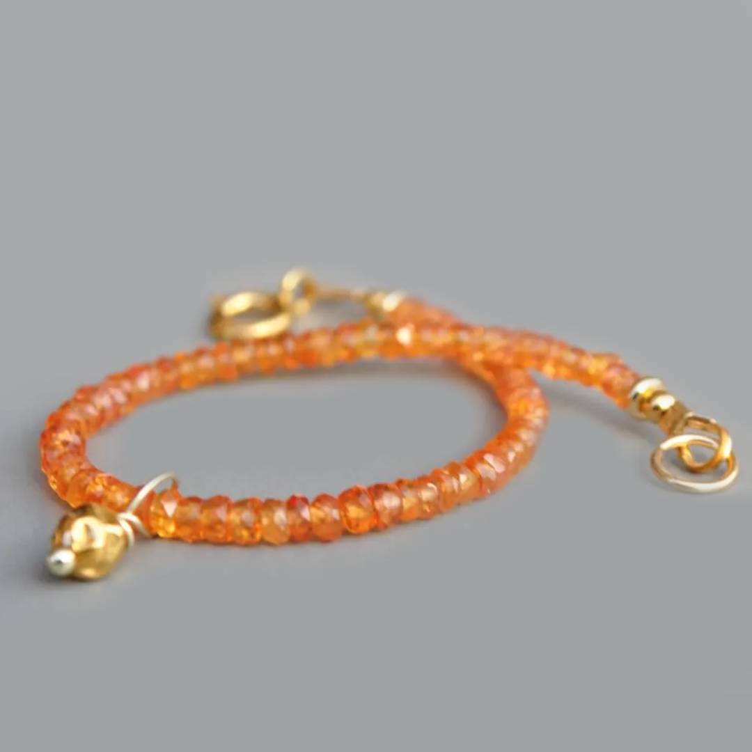 Bracelet fin en saphirs Padparadscha orange-2